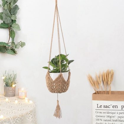 Handwoven Macrame Hanging Flower Plant Pot Balcony Decoration